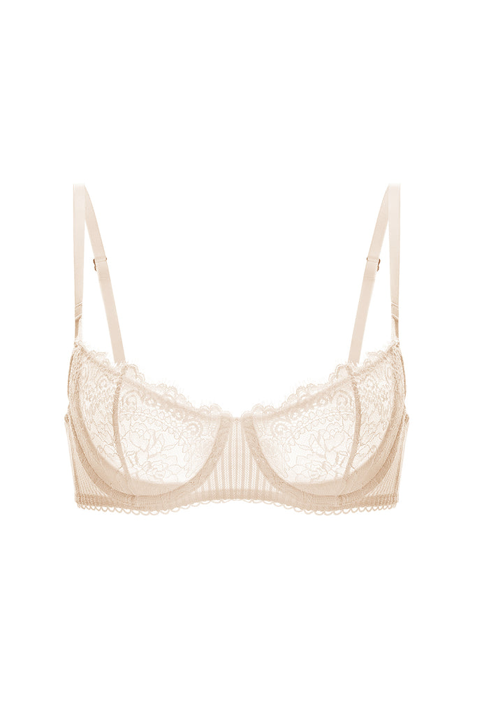 ELSE Petunia Stretch-mesh And Corded Lace Underwired Strapless Balconette  Bra - Ivory - ShopStyle