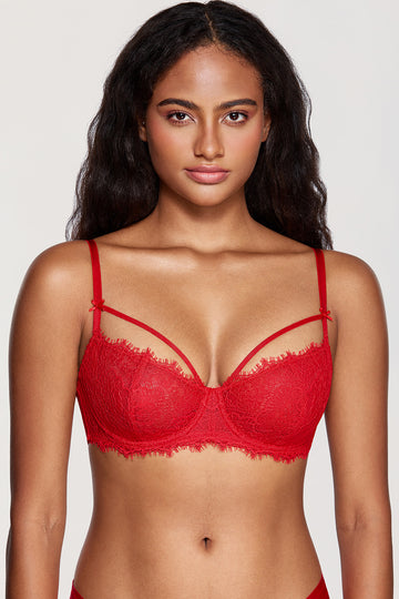 DOBREVA Women's Sexy Lace Push Up Sheer Balconette Underwire Unlined -  AbuMaizar Dental Roots Clinic