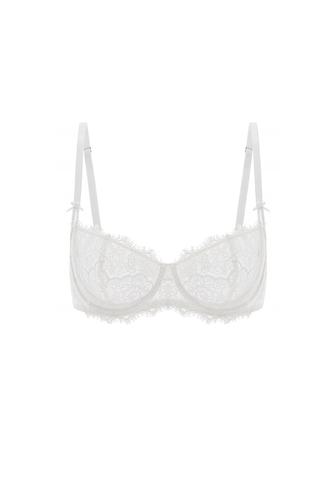 DOBREVA Women's Lace Sexy Bra Unlined Balconette Bras Plus Size See Through  Minimizer Underwire Full Coverage Coconut White 34B at  Women's  Clothing store