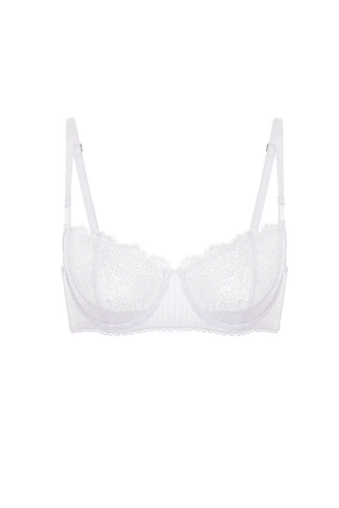 DOBREVA Women's Balconette Bra Floral Sheer Lace Unlined Underwire Push Up  White 38F - ShopStyle